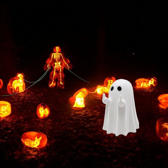 Halloween Resin Ghost Middle Finger Figurine Statue Decorations For Home Decor - Picture 6 of 7